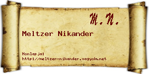Meltzer Nikander névjegykártya